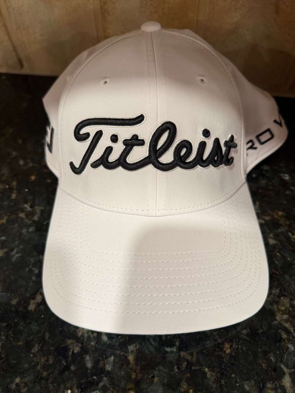 Titleist White Cap with Black Script Logo